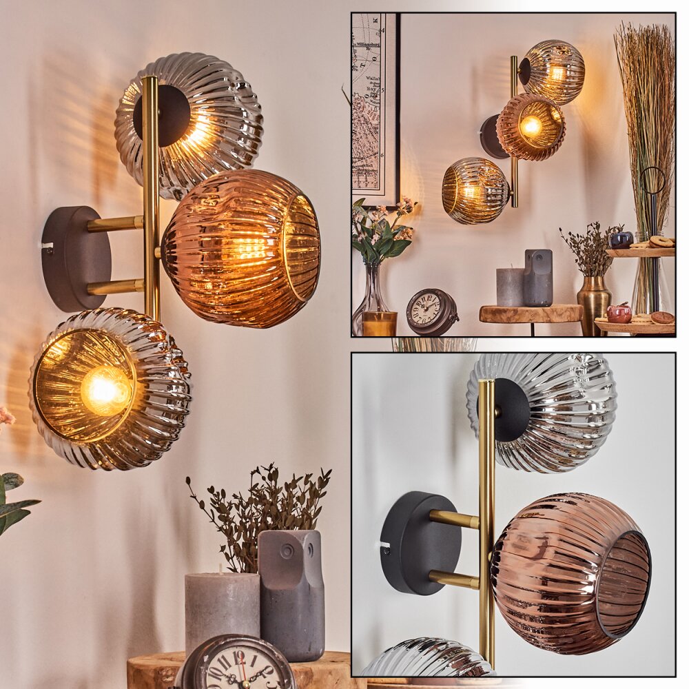 Ripoll Boule lumineuse, Applique murale Or, Noir, 3 lumières main product photo