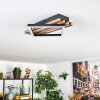 Ellekilde Plafonnier LED Brun, Couleur bois, Noir, 1 lumière