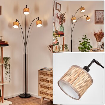 Bongal Lampadaire Chrome, Noir, 3 lumières