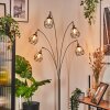 Yaak Lampadaire Nickel mat, Noir, 5 lumières