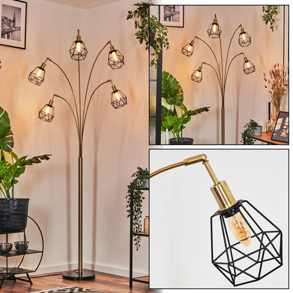 Yaak Lampadaire Laiton, Noir, 5 lumières main product photo