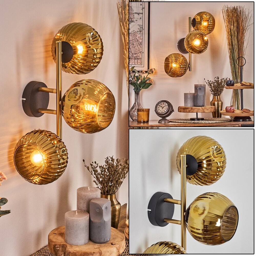 Ripoll Boule lumineuse, Applique murale Or, Noir, 3 lumières main product photo