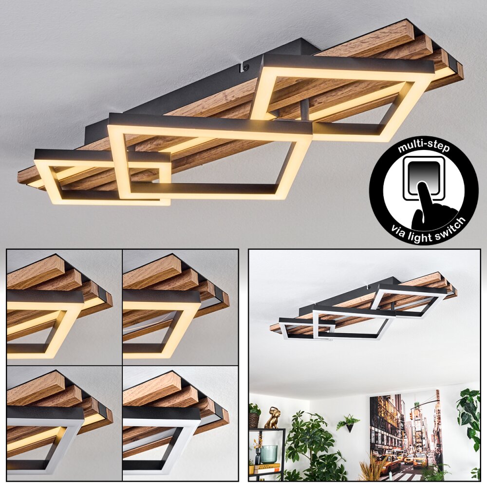 Ellekilde Plafonnier LED Brun, Couleur bois, Noir, 2 lumières main product photo