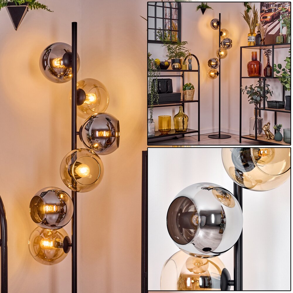 Koyoto Lampadaire 31 cm Ambre, Chrome, Fumé, 6 lumières main product photo