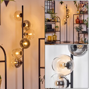 Koyoto Lampadaire Ambre, Clair, Fumé, 6 lumières