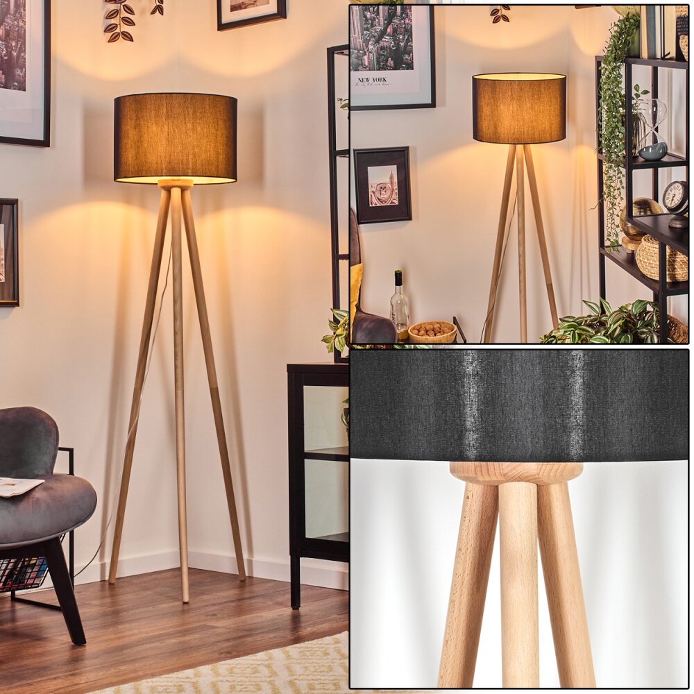 Soungou Lampadaire Bois clair, Blanc, 1 lumière main product photo