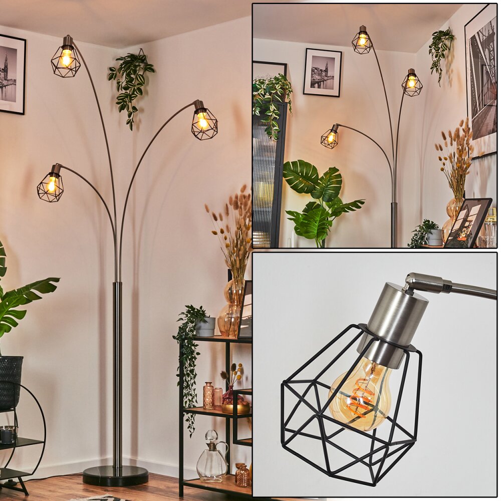 Yaak Lampadaire Nickel mat, Noir, 3 lumières main product photo