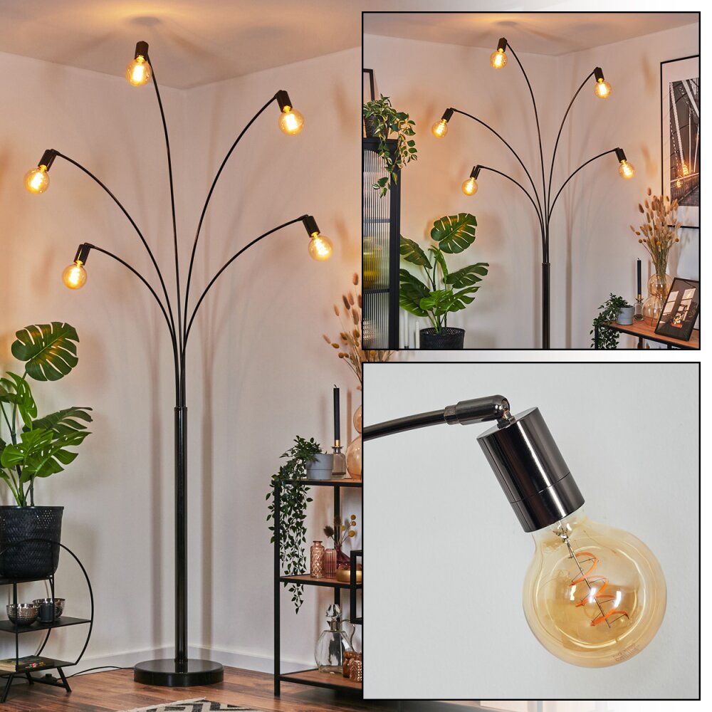 Codecreo Lampadaire Chrome, Noir, 5 lumières main product photo