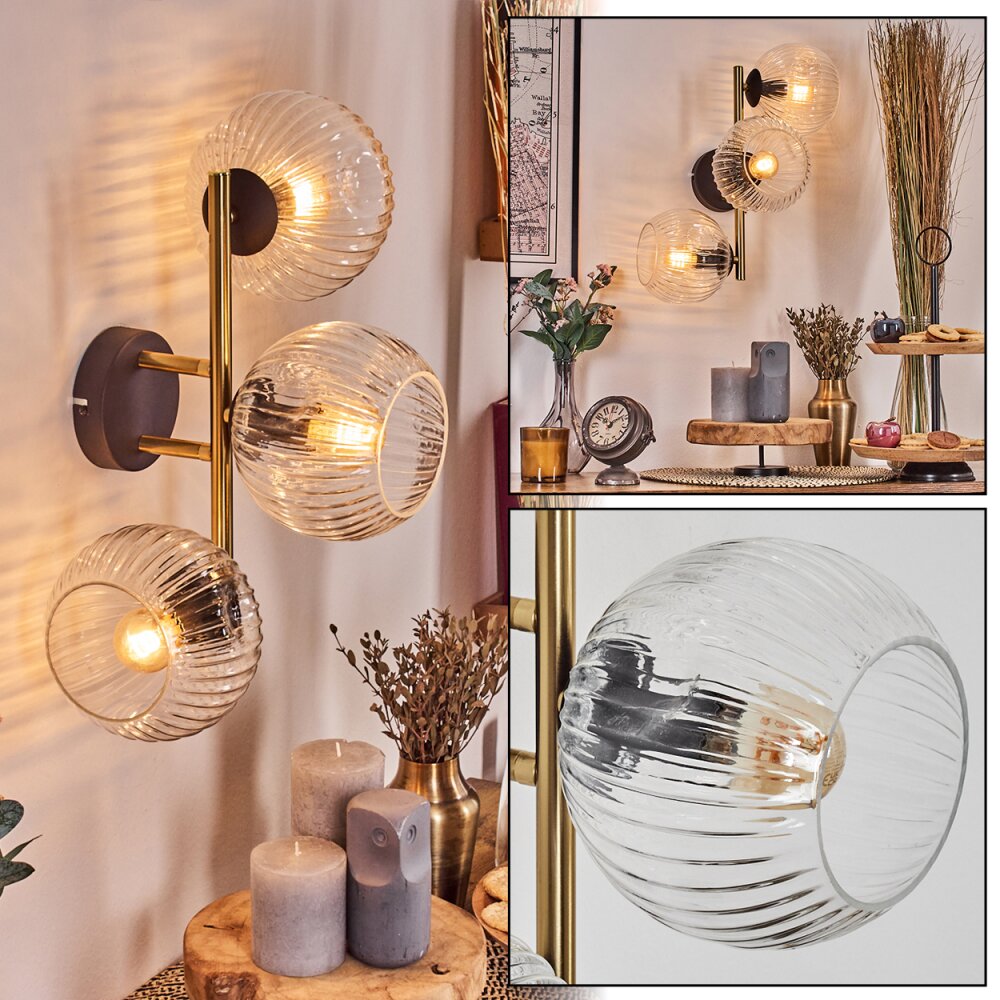 Ripoll Boule lumineuse, Applique murale Or, Noir, 3 lumières main product photo
