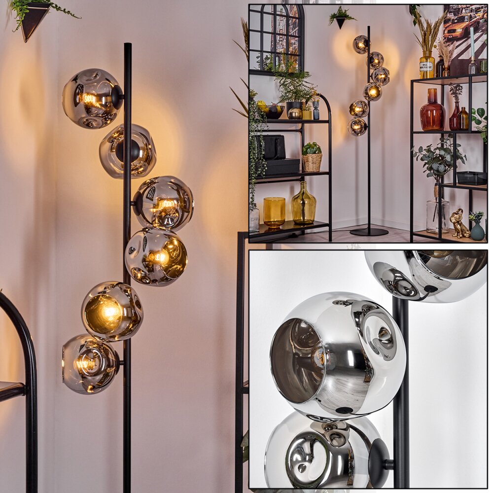 Ripoll Lampadaire Chrome, Fumé, 6 lumières main product photo
