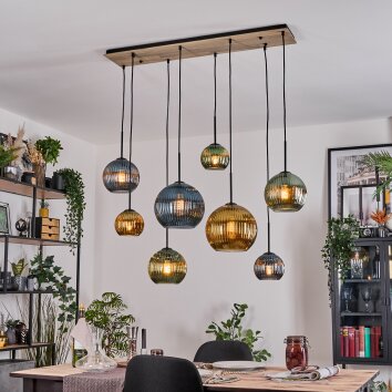 Koyoto Suspension, Boule lumineuse, Suspension Écru, Noir, 8 lumières