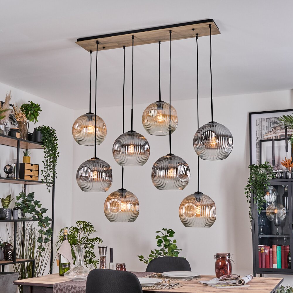 Koyoto Suspension, Boule lumineuse, Suspension Écru, Noir, 8 lumières main product photo