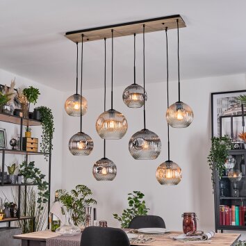 Koyoto Suspension, Boule lumineuse, Suspension Écru, Noir, 8 lumières