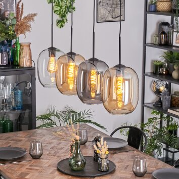 Apedo Suspension, Suspension Ambre, Clair, Fumé, 4 lumières
