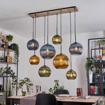 Koyoto Suspension, Boule lumineuse, Suspension Écru, Noir, 8 lumières