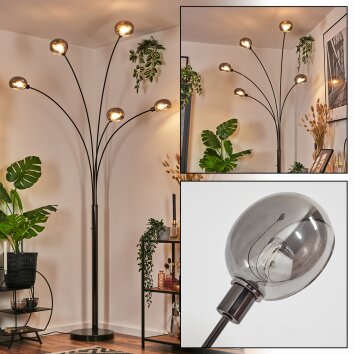 Nikkala Lampadaire Chrome, Noir, 5 lumières