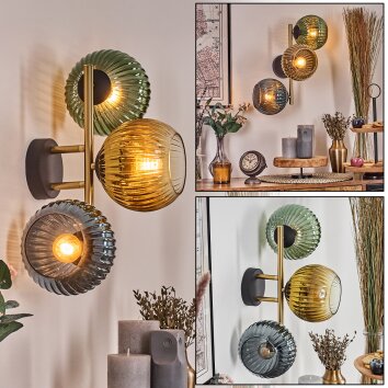 Koyoto Boule lumineuse, Applique murale Or, Noir, 3 lumières