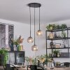 Koyoto Suspension, Boule lumineuse, Suspension grappe 30 cm Clair, Fumé, 3 lumières