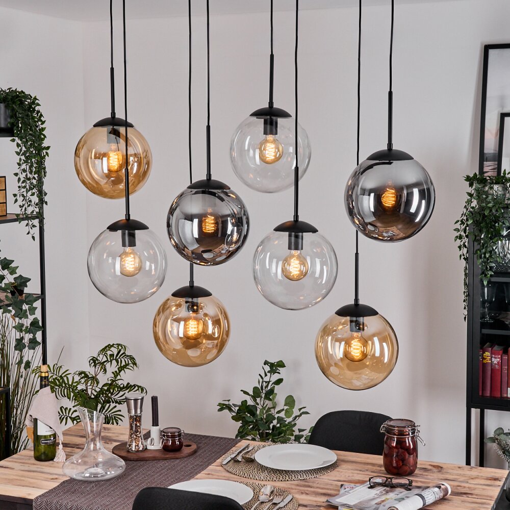 Gastor Suspension, Boule lumineuse, Suspension Ambre, Clair, Fumé, 8 lumières main product photo