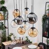 Gastor Suspension, Boule lumineuse, Suspension Ambre, Clair, Fumé, 8 lumières