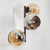 Koyoto Boule lumineuse, Applique murale Ambre, Chrome, Fumé, 3 lumières