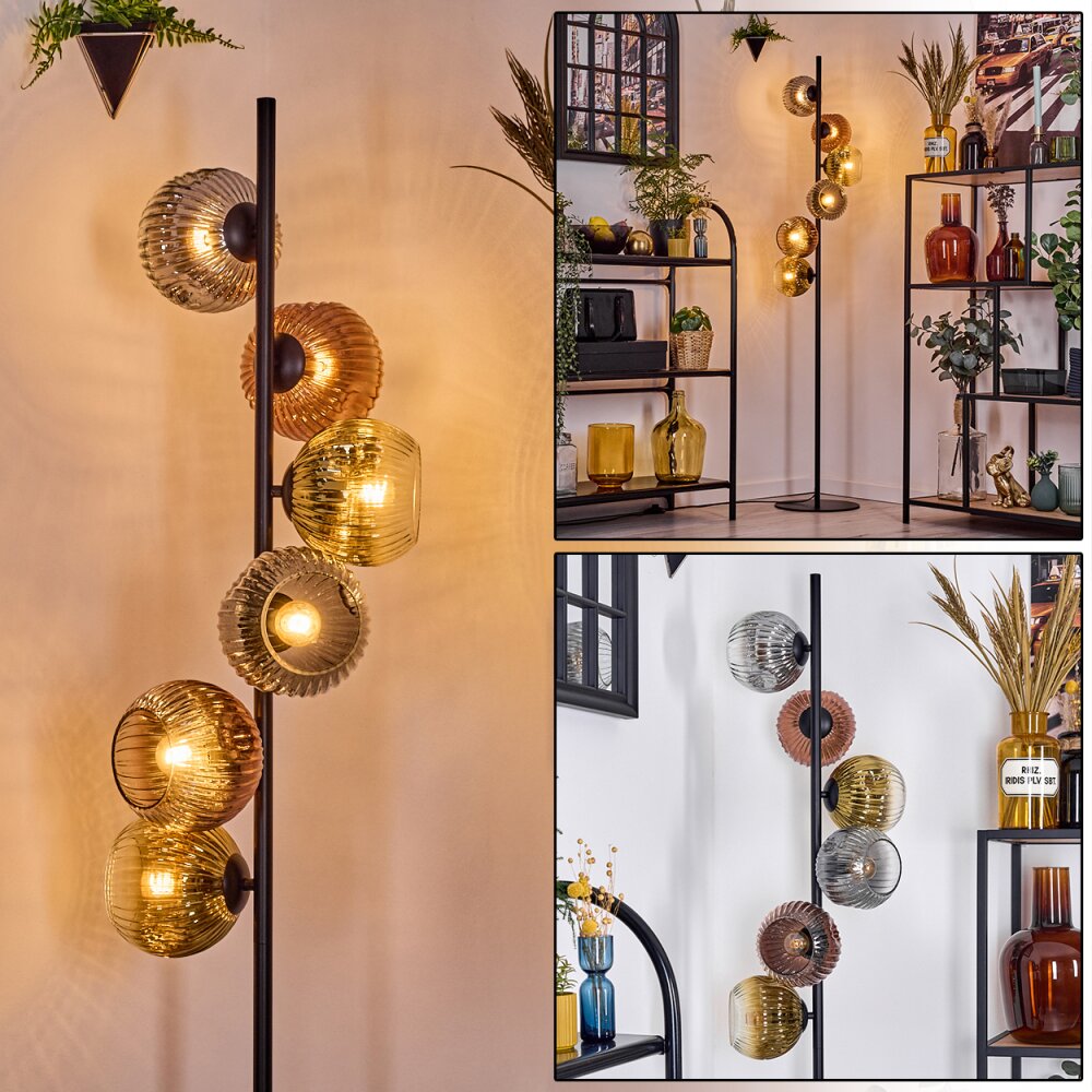 Ripoll Lampadaire Or, Clair, Cuivré, Fumé, 6 lumières main product photo
