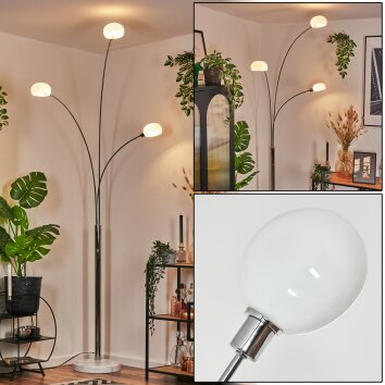 Nikkala Lampadaire Chrome, Blanc, 3 lumières Nikkala Lampadaire Chrome, Blanc, 3 lumières