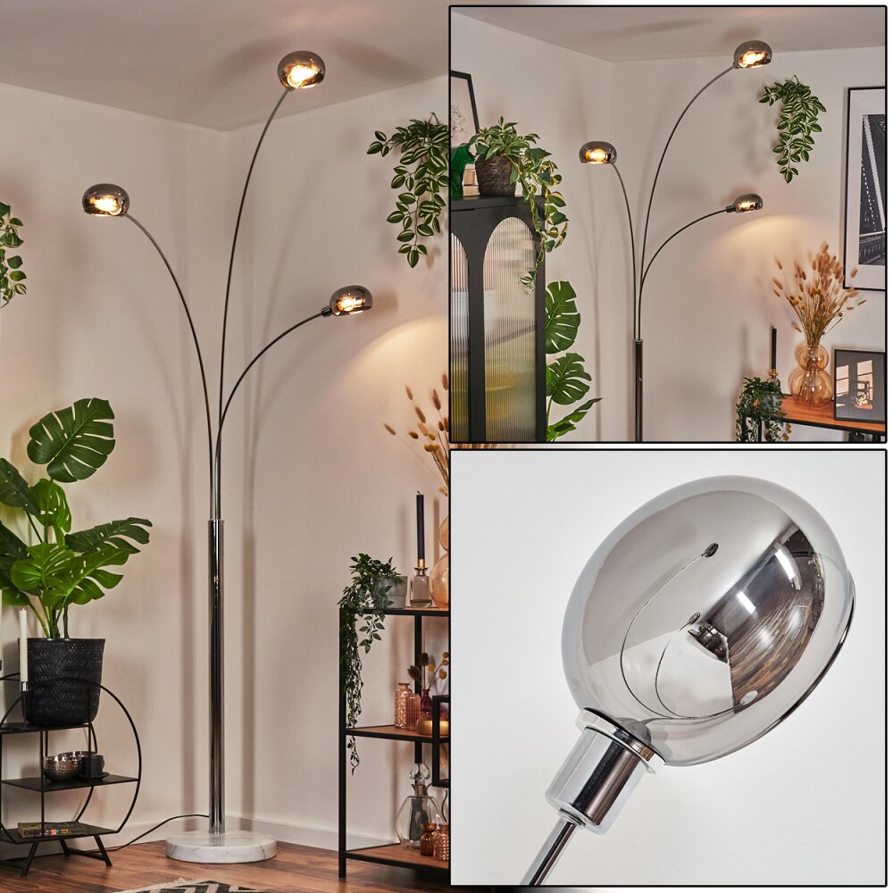 Nikkala Lampadaire Chrome, Blanc, 3 lumières main product photo
