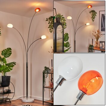 Nikkala Lampadaire Chrome, Blanc, 3 lumières