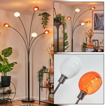 Nikkala Lampadaire Chrome, Noir, 5 lumières