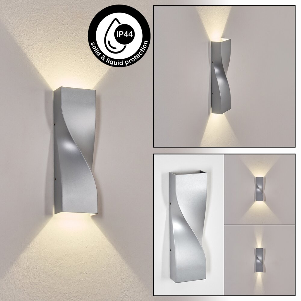Halan Lampe murale d´extérieur, Luminaire Up & Down, Applique murale LED Argenté, 2 lumières main product photo