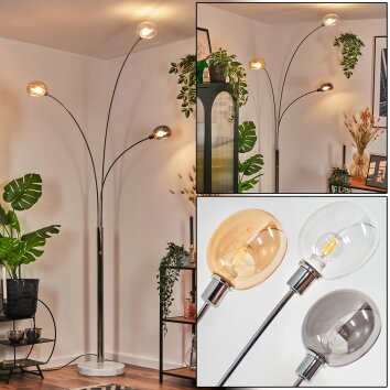 Nikkala Lampadaire Chrome, Blanc, 3 lumières Nikkala Lampadaire Chrome, Blanc, 3 lumières