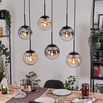 Gastor Suspension, Boule lumineuse, Suspension Ambre, Clair, Fumé, 6 lumières