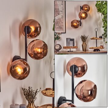 Koyoto Boule lumineuse, Applique murale Cuivré, 3 lumières Koyoto Boule lumineuse, Applique murale Cuivré, 3 lumières