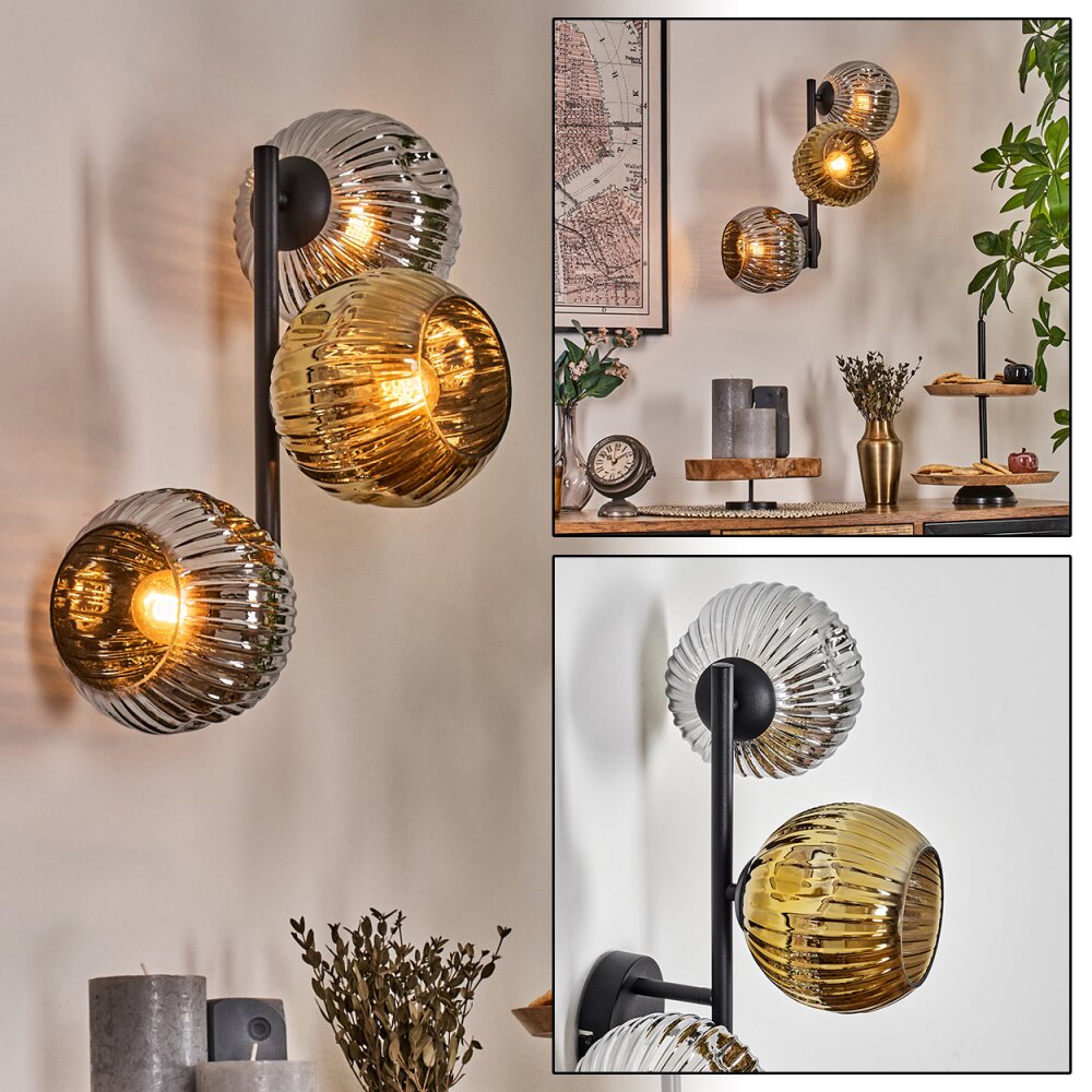 Ripoll Boule lumineuse, Applique murale Chrome, Or, Fumé, 3 lumières main product photo