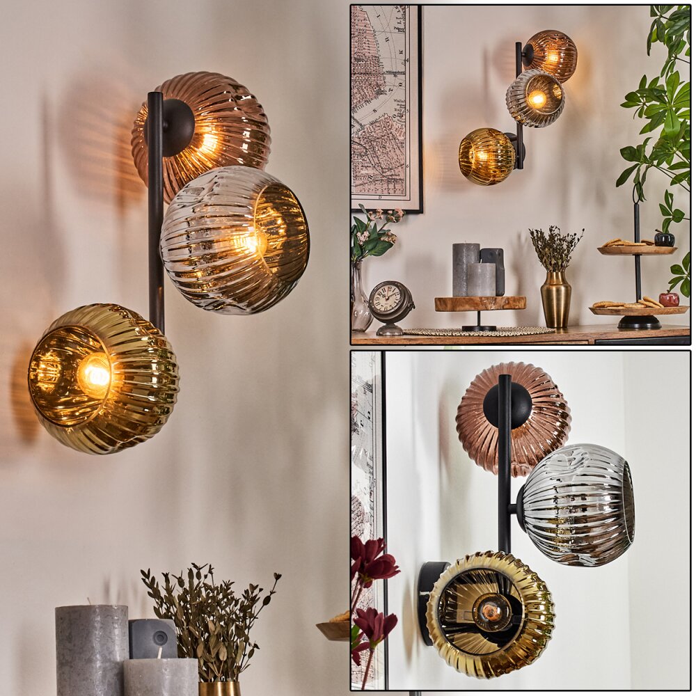 Ripoll Boule lumineuse, Applique murale Chrome, Or, Cuivré, Fumé, 3 lumières main product photo