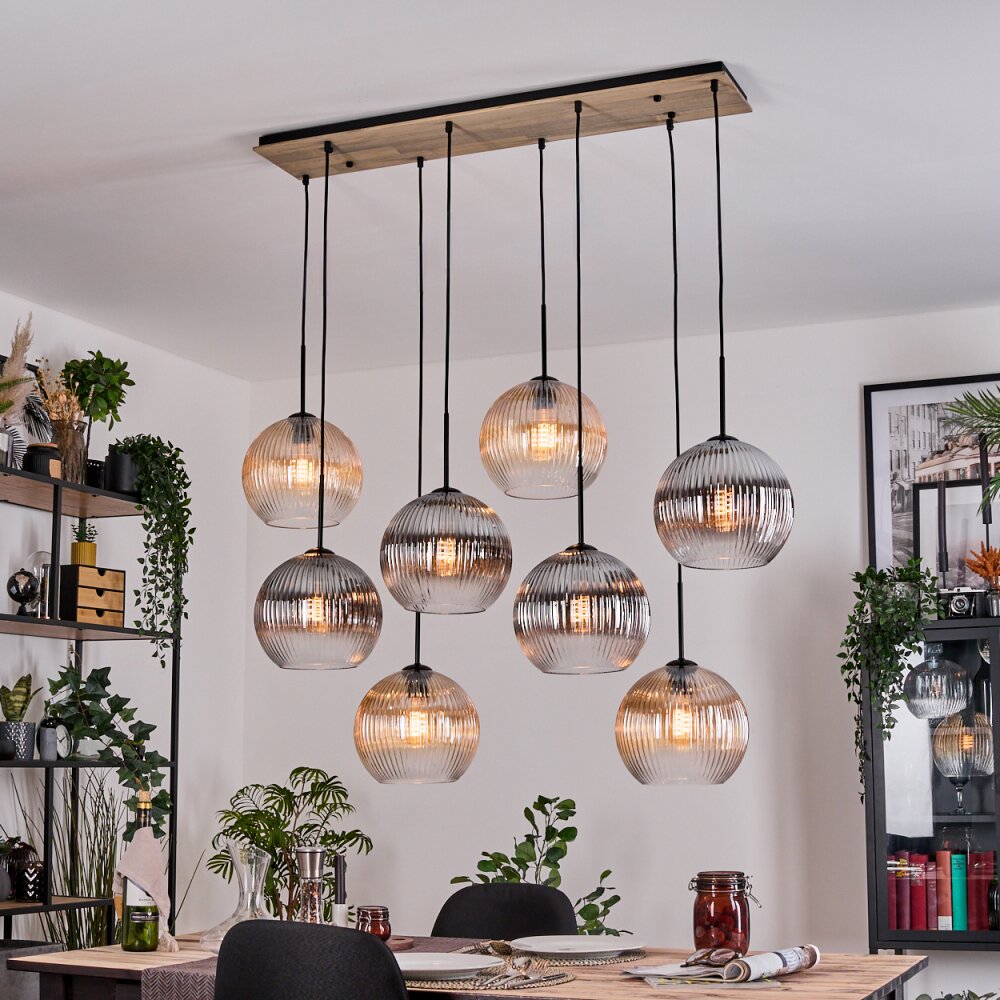 Koyoto Suspension, Boule lumineuse, Suspension Écru, Noir, 8 lumières main product photo