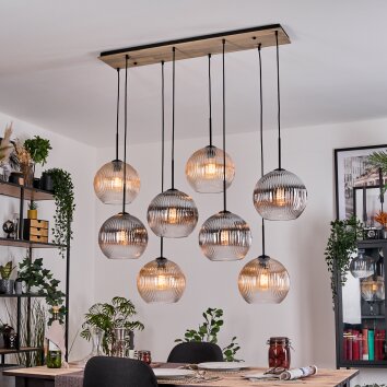 Koyoto Suspension, Boule lumineuse, Suspension Écru, Noir, 8 lumières