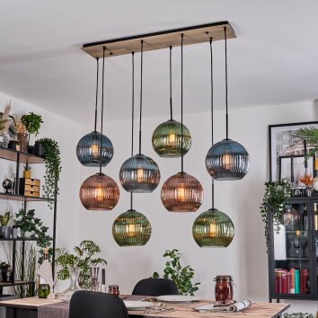 Koyoto Suspension, Boule lumineuse, Suspension Écru, Noir, 8 lumières