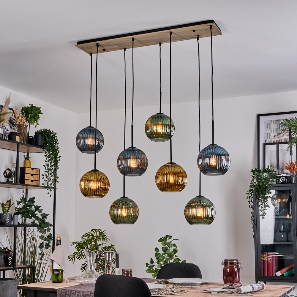 Koyoto Suspension, Boule lumineuse, Suspension Écru, Noir, 8 lumières main product photo