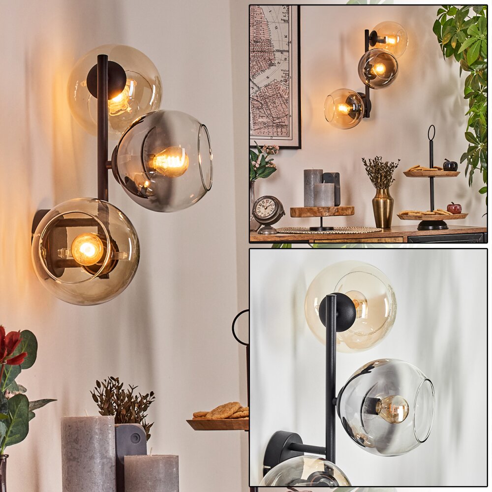 Koyoto Boule lumineuse, Applique murale Ambre, Clair, Fumé, 3 lumières main product photo