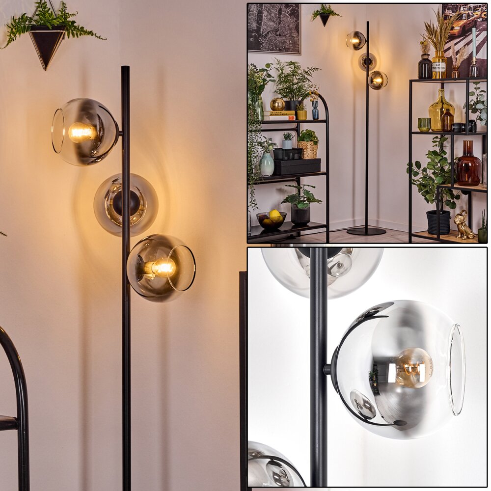 Koyoto Lampadaire 31 cm Chrome, Clair, Fumé, 3 lumières main product photo