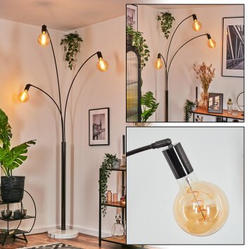 Codecro Lampadaire Chrome, Noir, Blanc, 3 lumières