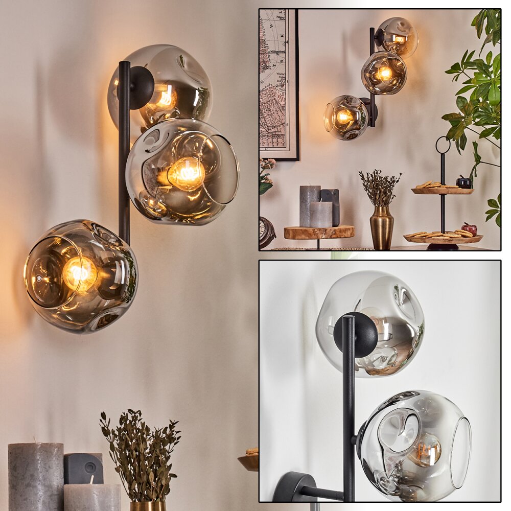 Ripoll Boule lumineuse, Applique murale Chrome, Clair, Fumé, 3 lumières main product photo