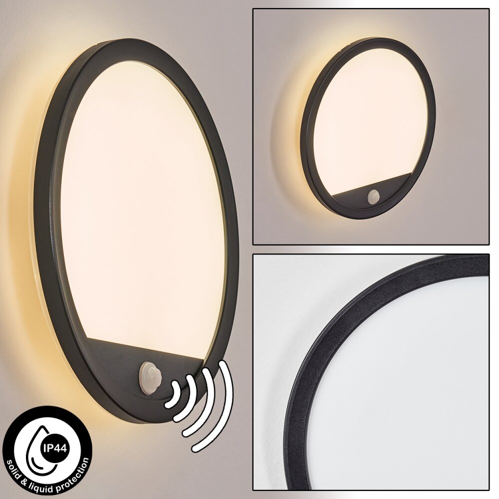 Qadir Lampe murale d´extérieur, Applique murale LED Noir, 1 lumière, Détecteur de mouvement main product photo