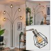 Yaak Lampadaire Nickel mat, Noir, Blanc, 5 lumières