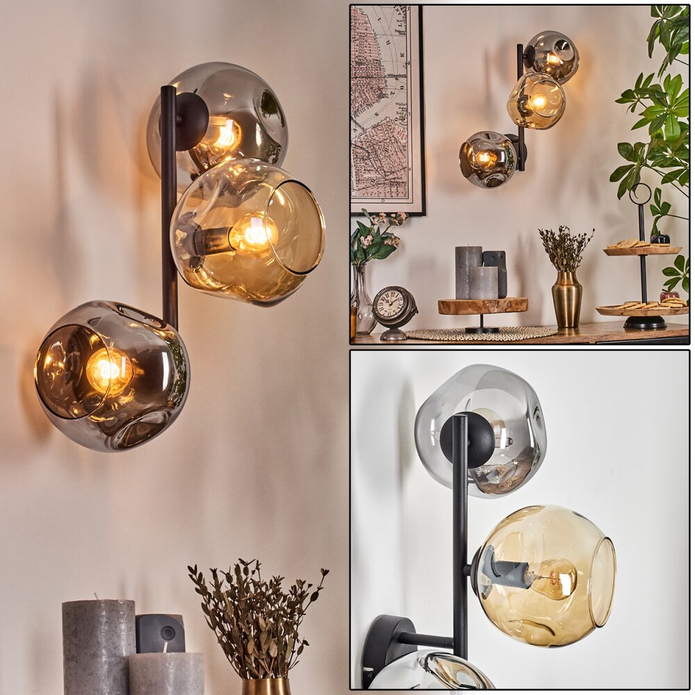 Ripoll Boule lumineuse, Applique murale Ambre, Fumé, 3 lumières main product photo