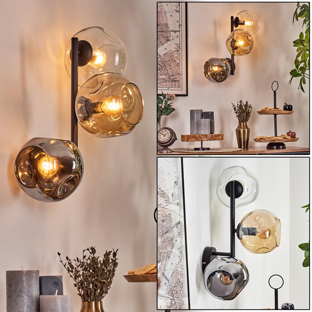 Ripoll Boule lumineuse, Applique murale Ambre, Clair, Fumé, 3 lumières main product photo