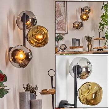 Ripoll Boule lumineuse, Applique murale Chrome, Or, Fumé, 3 lumières