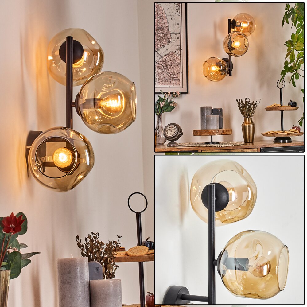 Ripoll Boule lumineuse, Applique murale Ambre, 3 lumières main product photo